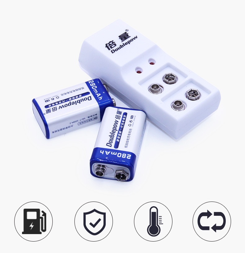 Bộ sạc pin vuông DP-B09 Kèm 1 pin 9V 280mAh Doublepow AZONE