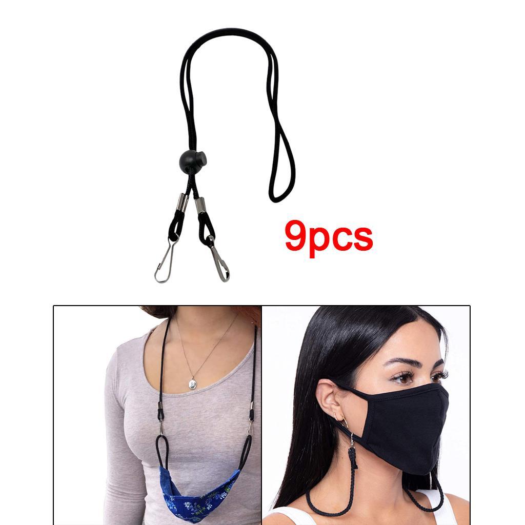 3x 1/3Pcs Adjustable Anti-lost Face Mask Lanyards Neck Straps with Clips Black