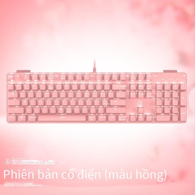 Đặc Biệt Cung Cấp Nguồn Trái Tim Bé Gái Màu Hồng Dễ Thương Vuông Punk Bàn Phím Tròn Lưới Đỏ Có Dây Xanh Trục Thực Bàn Phím Cơ