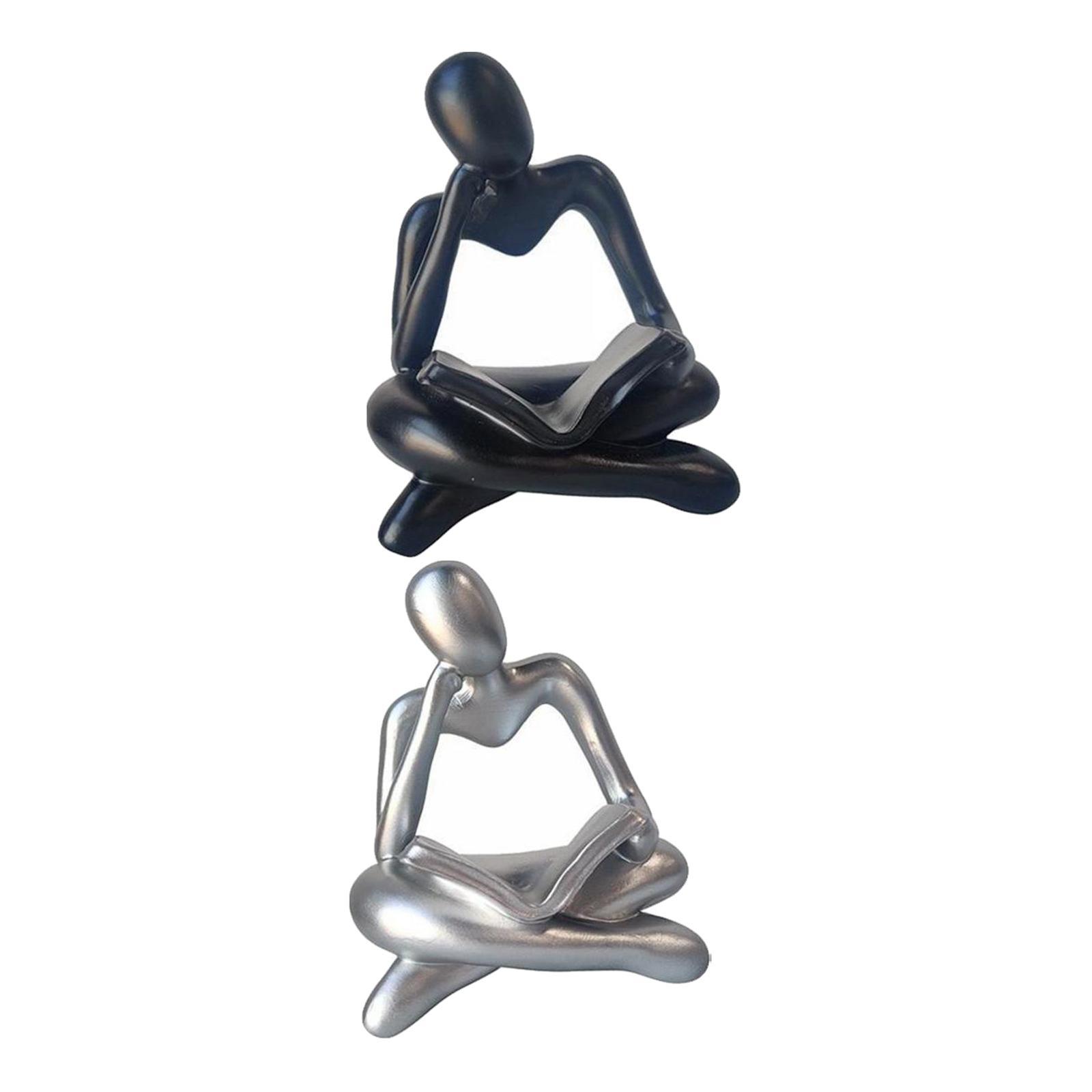 2Pcs Abstract Thinker Statue Tabletop Sculpture for Home Decor