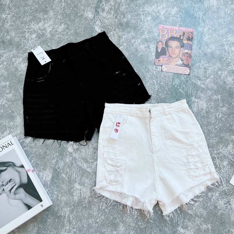 QUẦN SHORT JEAN KAKI NỮ RÁCH
