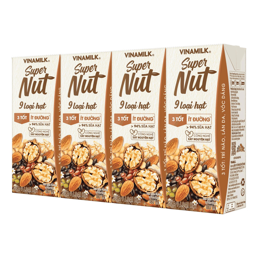 Thùng 24 hộp sữa 9 loại hạt Vinamilk Super Nut 180ml