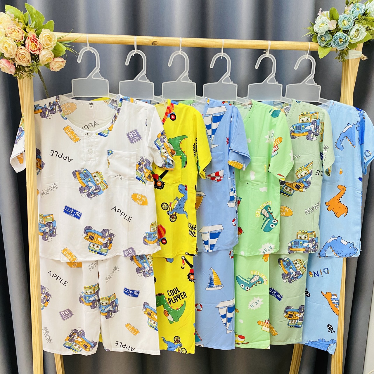 Bộ Quần áo Tole lanh Bé Trai - Mẫu Tay Ngắn Quần Dài cài 2 nút trước - Size 2-12 cho bé 7-35kg-  Chất vải tole lanh 2 da loại 1 mềm mịn mát cho bé trai| Hàng Việt Nam | Đồ bộ bé trai |quần áo trẻ em| Đồ tôn trẻ em