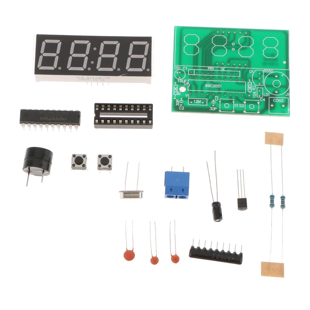 LCD DIY Digital Clock Kit with Large Screen Time Date Week Display 4 Digits Alarm Clock Suite