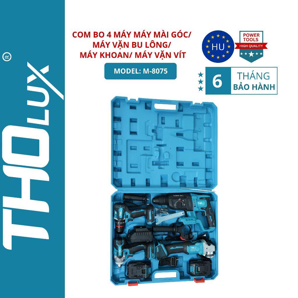 Combo 4 máy khoan, máy mài góc, máy vặn bu lông, máy vặn vít Không Chổi Than Tholux M-8075
