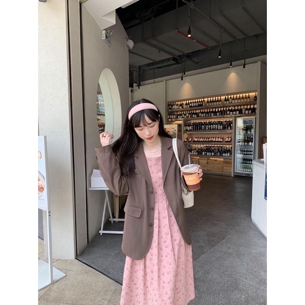 Đầm nhung hoa nhí cổ vuông vintage hàn quốc - váy babydoll nhung tiểu thư