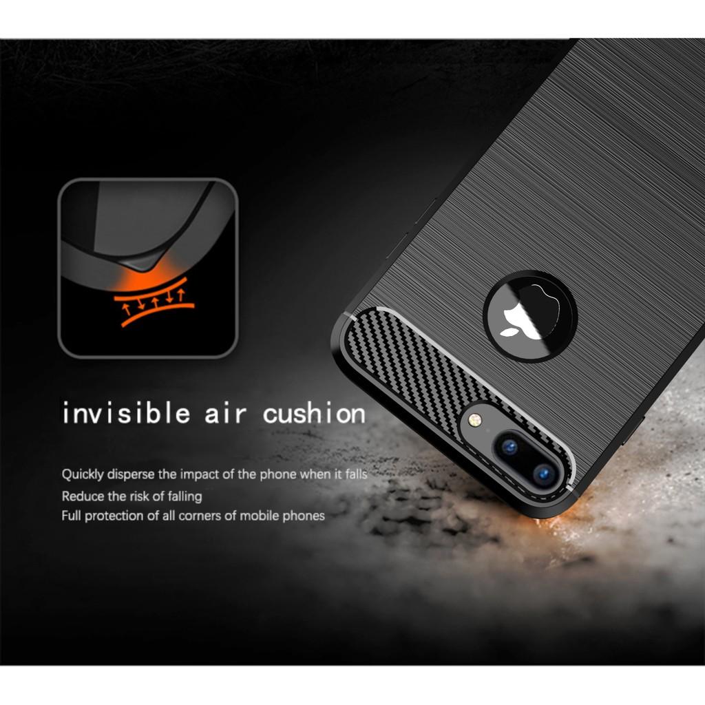 Ốp lưng cho iPhone 7 Plus 8 Plus dẻo Carbon phay xước chống sốc chống vân tay