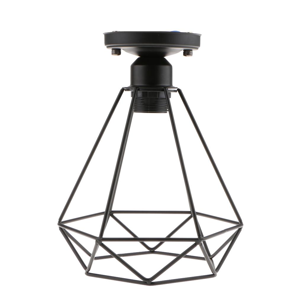 Vintage Metal Wire Diamond Loft Pendant Ceiling Light Lamp Cage Shade Holder E27