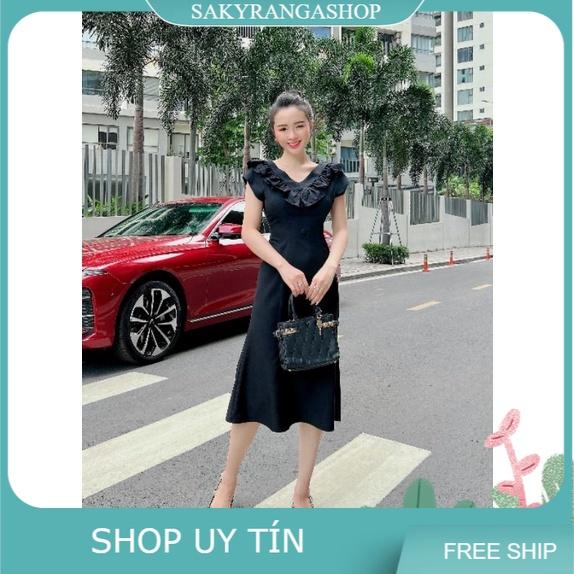 ĐẦM CỔ V VIỀN BÈO