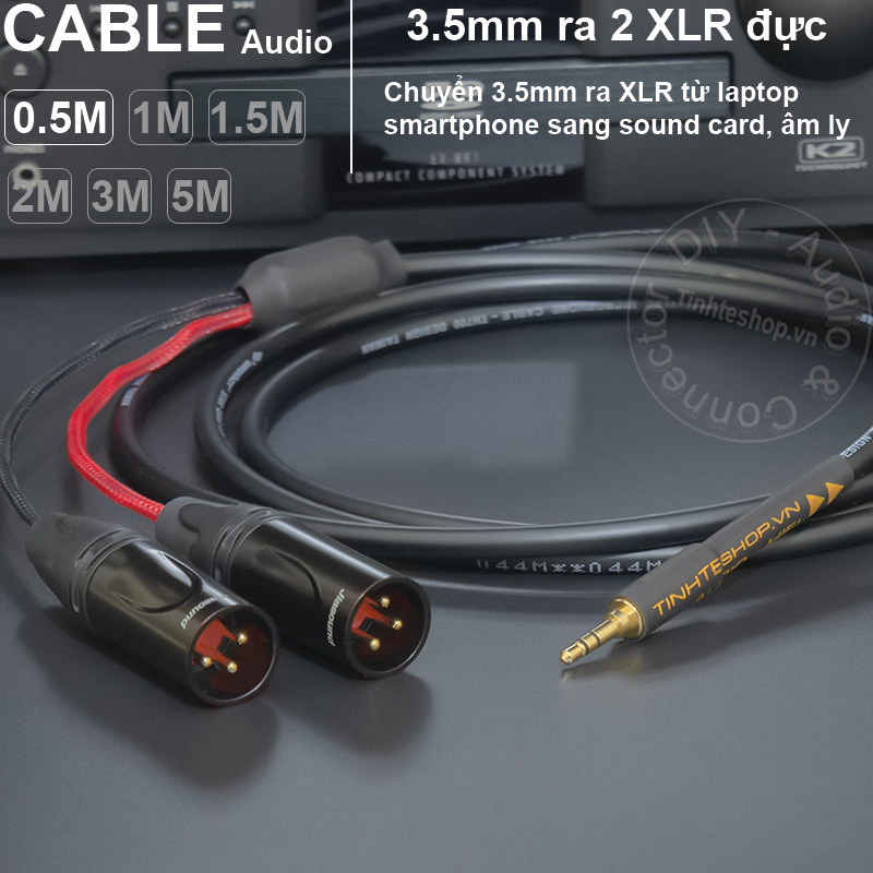 Dây 3.5mm sang 2 canon đực DIY chuyển âm thanh từ Laptop Smartphone sang Mixer Sound card Loa - 1/8 to 2 XLR male cable