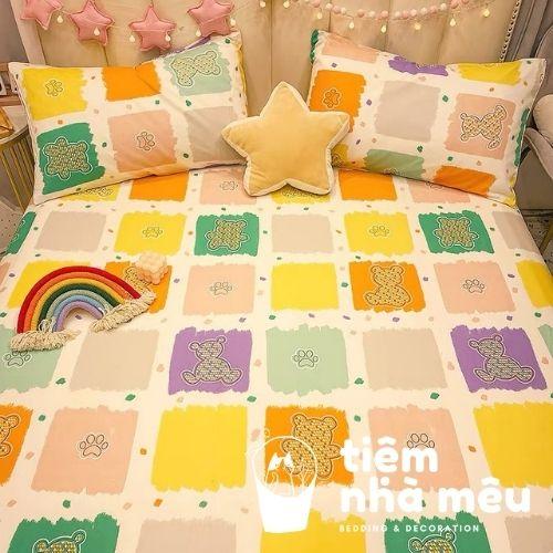 Bộ Ga Gối Cotton Hàn m6/m8/2m - Tiệm Nhà MêuSet 3 Món Ga + 2 Vỏ Gối Cotton 100% Nhiều Mẫu Dễ Thương