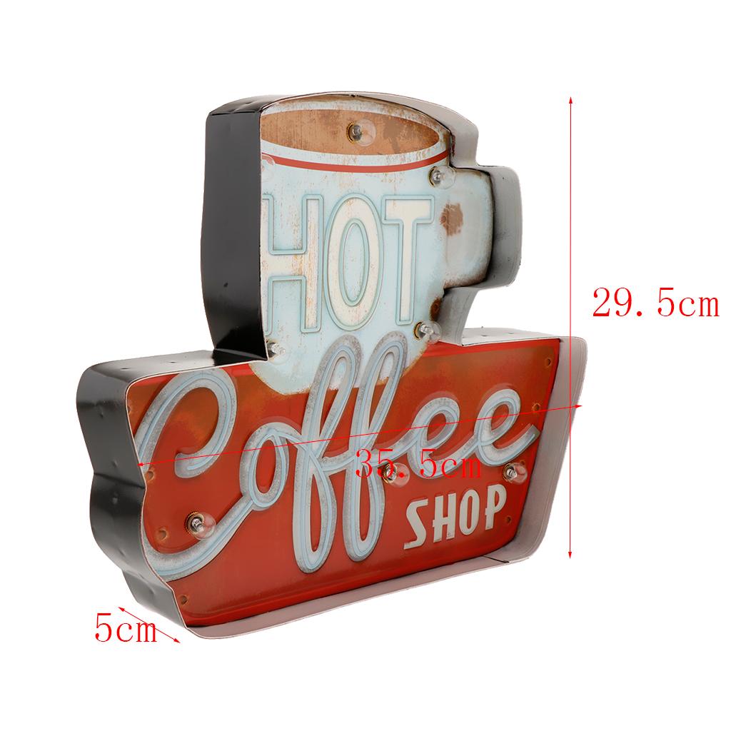 3D Metal Tin Sign Coffee Plaque LED Light Box Cafe Pub Bar