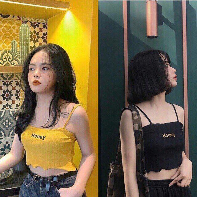 Áo 2 dây thêu Honey cực xinh(kèm ảnh thật