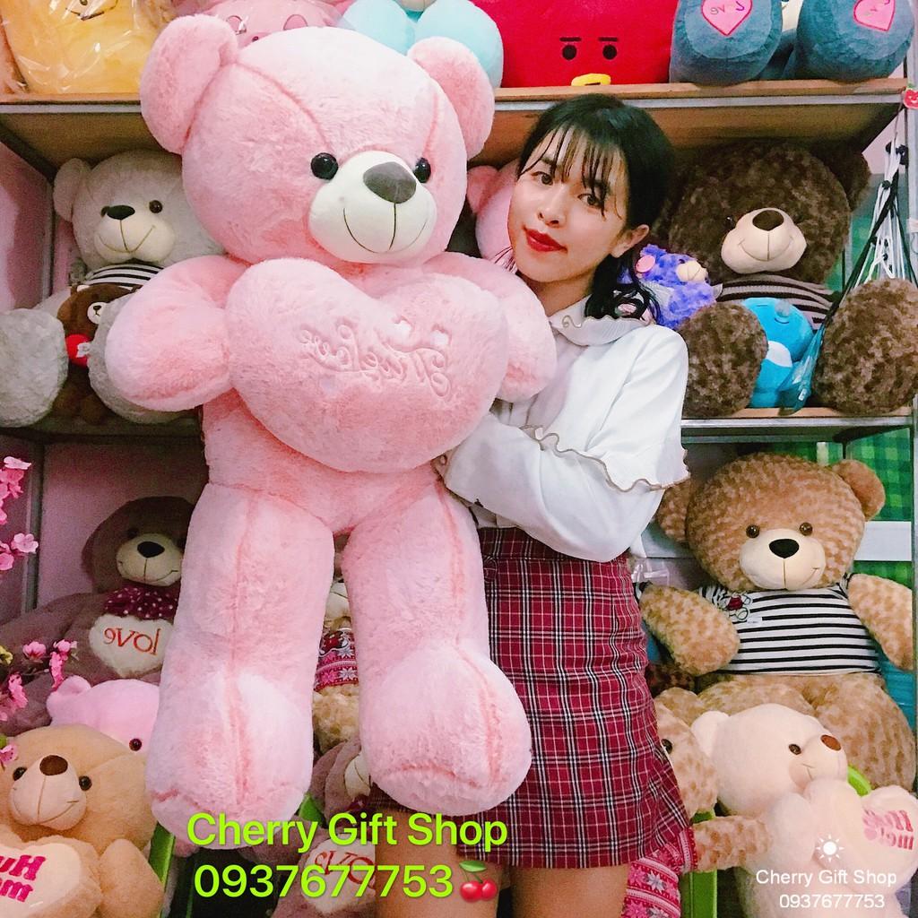 Gấu Bông Teddy Ôm Tim Cao Cấp Hàng Nhập 1m2 Ảnh Shop Chụp