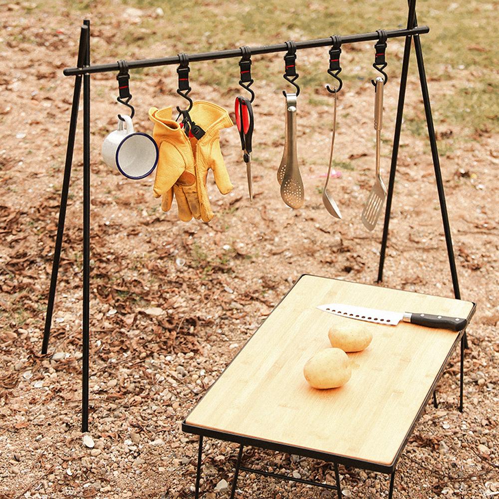 Outdoor Camping Cups Bowls Folding Drying Rack Hung Shelf With Hook Aluminum Alloy Bracket Picnic BBQ Tableware Cookware Storage Rack Campsite Tools Shelf