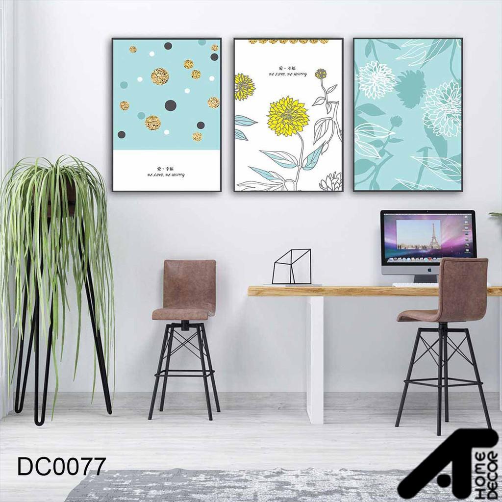 Set tranh canvas hoa cúc vàng nền xanh pastel phong cách Scandinavian 30x40 (149) DC0077