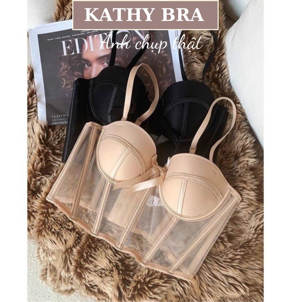 A35 Áo Corset KATHY BRA Kiểu Định Hình Chống Cuộn Bra Kiểu Dáng Croptop Cao Cấp Hàng Quảng Châu Có Gọng Đẹm Mút Vừa