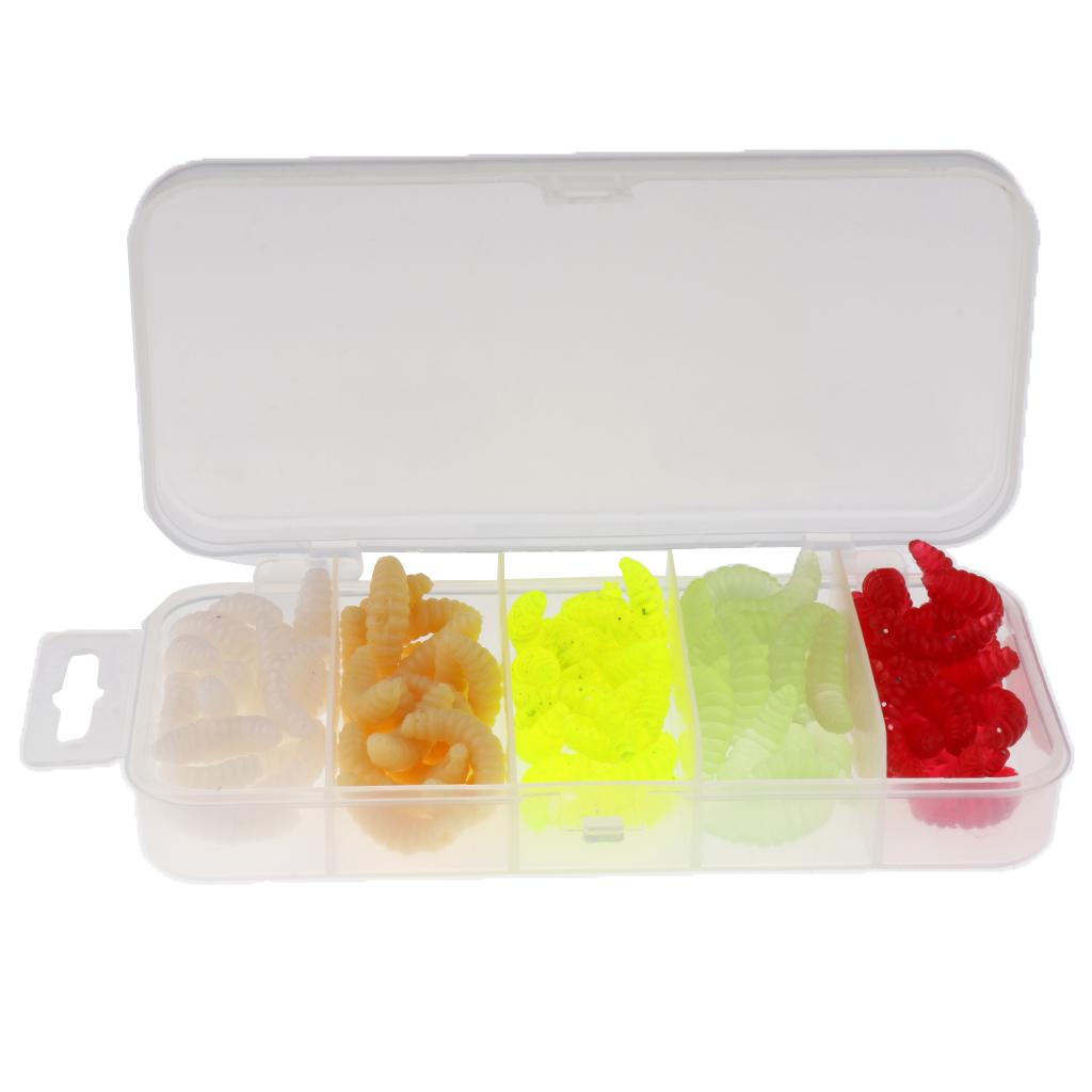 100pcs Soft Fishing Simulation Maggots Earth Worm Fishing Lure Tackle Baits