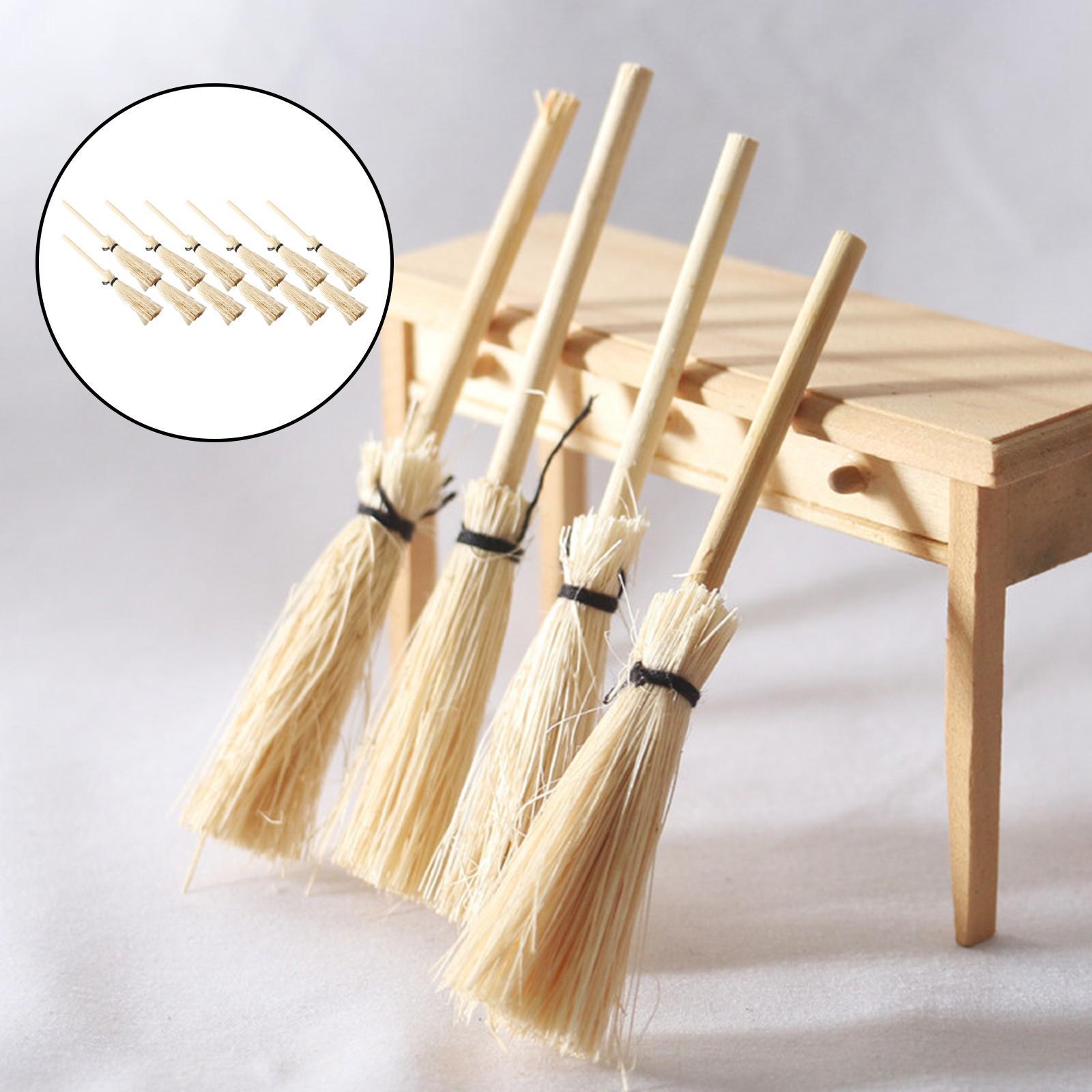 12 Pieces Dollhouse Miniature Broom Dollhouse Decoration for Dollhouse