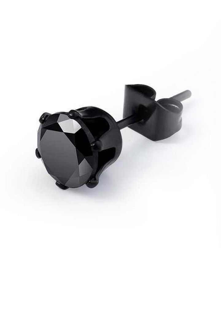 Bông tai inox đính đá màu đen Hàn Quốc cao cấp BT383