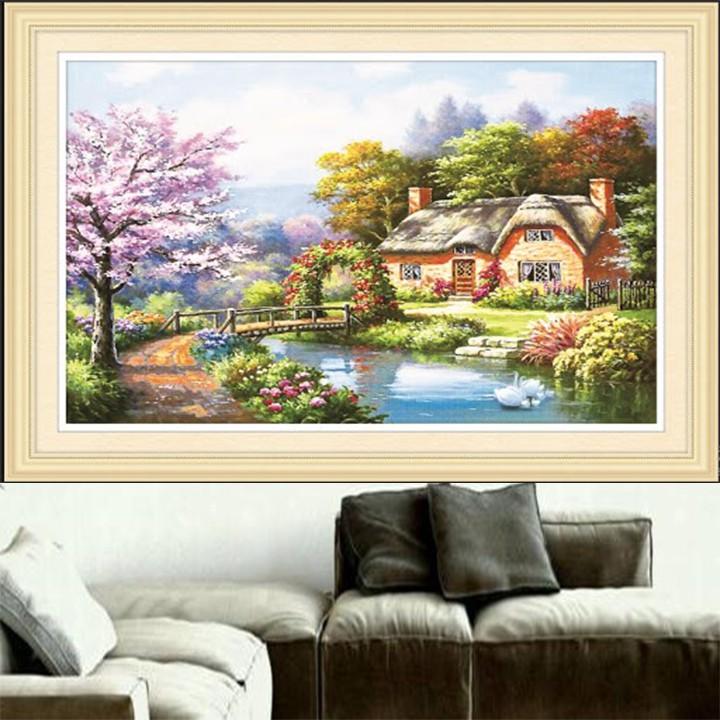 Tranh thêu mùa xuân ấm áp 53519 - kích thước: 91 * 64cm.