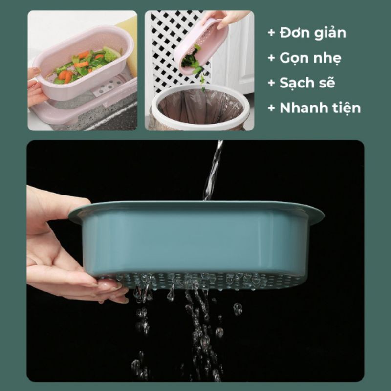 Kệ Để Đồ Rửa Bát, Giẻ Rửa Bát, Rửa Chén Kèm Khay Lọc Rác Thông Minh