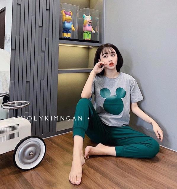 Bộ mặc nhà áo mickey quần dài cho nữ