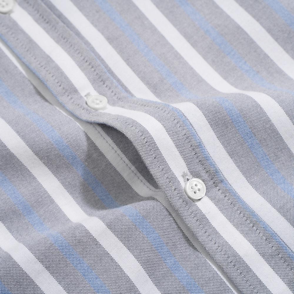 Áo Sơ Mi Nam Dài Tay Xanh Xám Phối Sọc BY COTTON Grey Blue Stripes Oxford