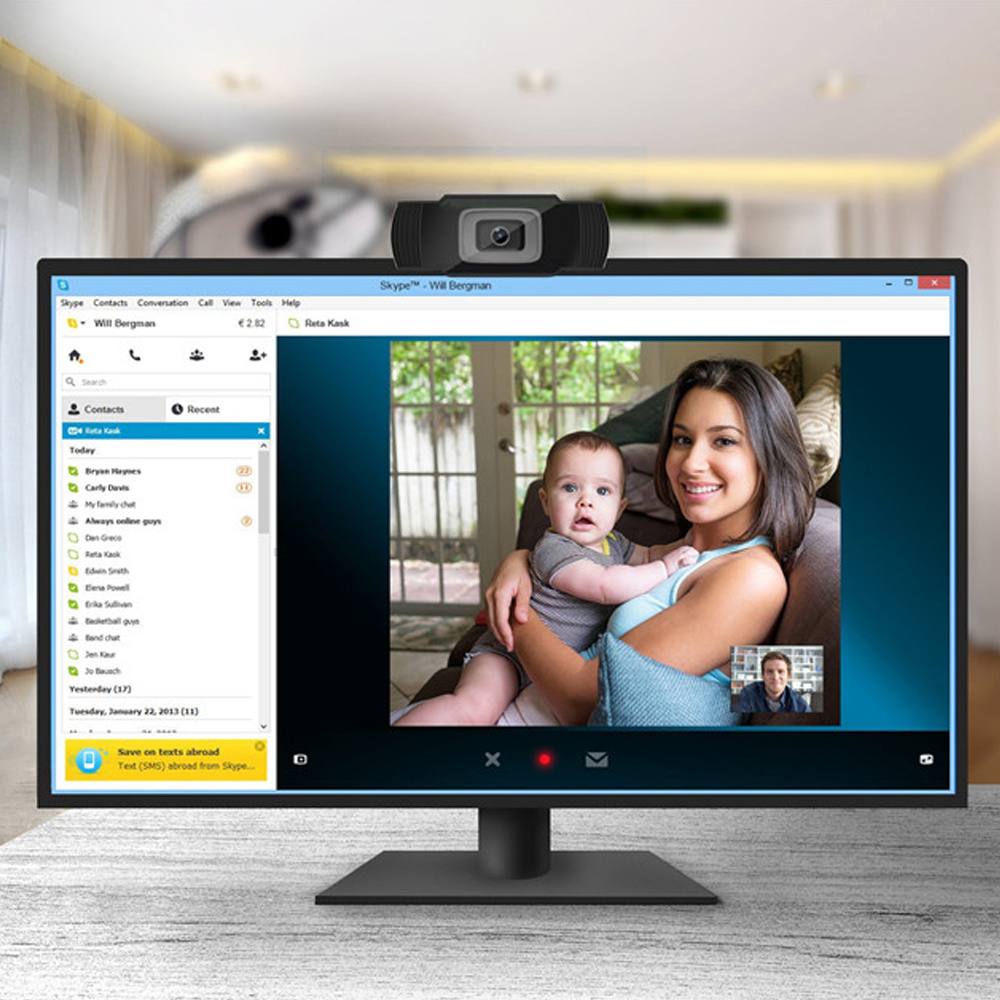 Webcam 1080P Tự động lấy nét, tích hợp Micrô giảm tiếng ồn cho máy tính