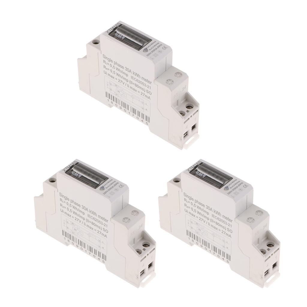 3pcs Precise Electricity Power Meter Din Energy Power Meter Kwh Meter Din