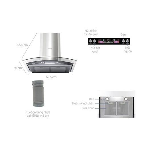 Combo Bếp từ đôi Sunhouse SHB9101 + Máy hút mùi kính cong Sunhouse SHB6626, Hàng chính hãng - Bảo hành tại nhà