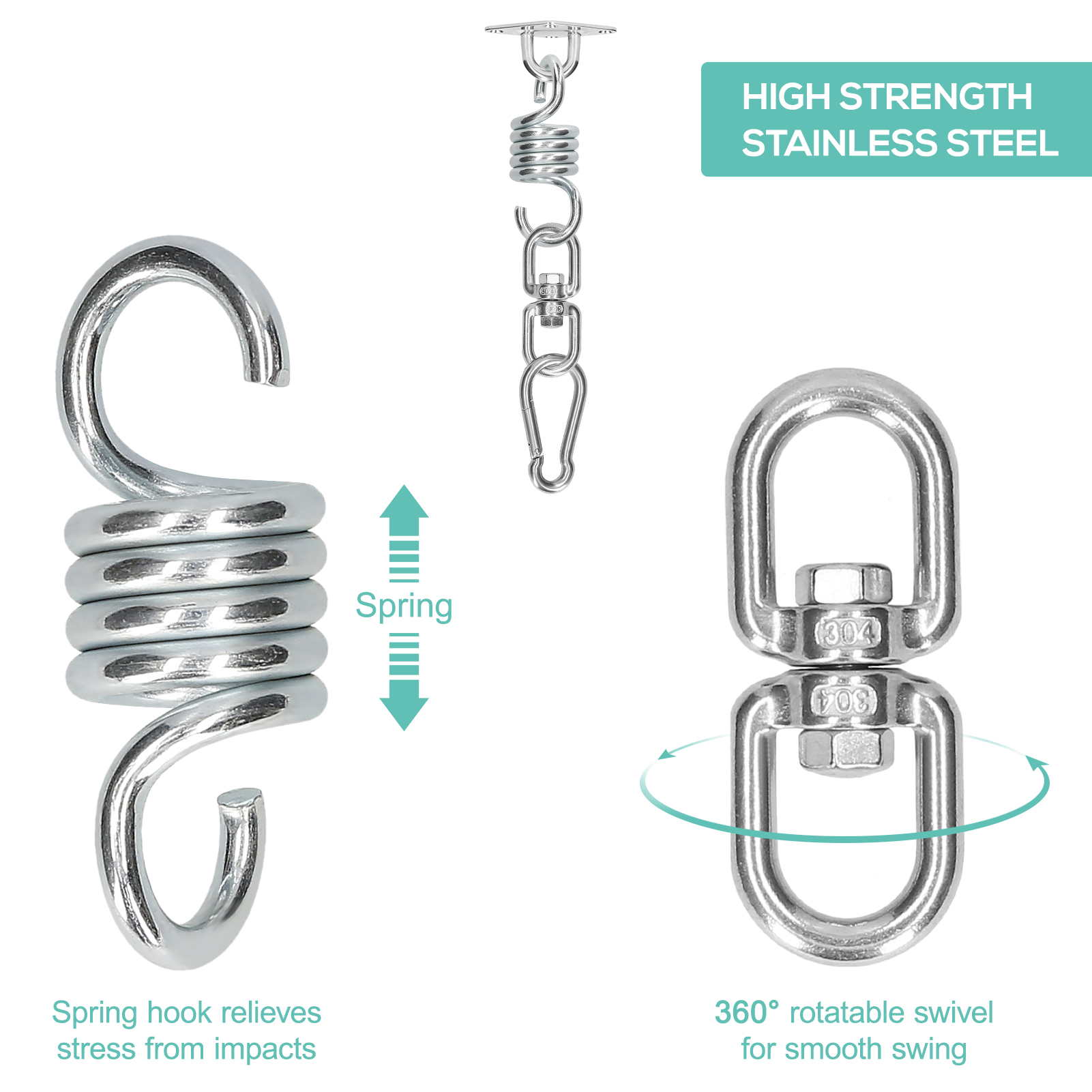 Bộ móc treo xích đu hạng nặng bằng thép không gỉ có độ bền cao, chắc chắn