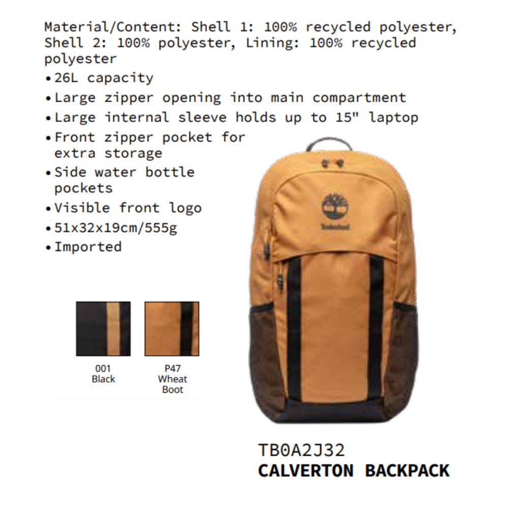 Timberland Balo Đựng Laptop Calverton Backpack TB0A2J32