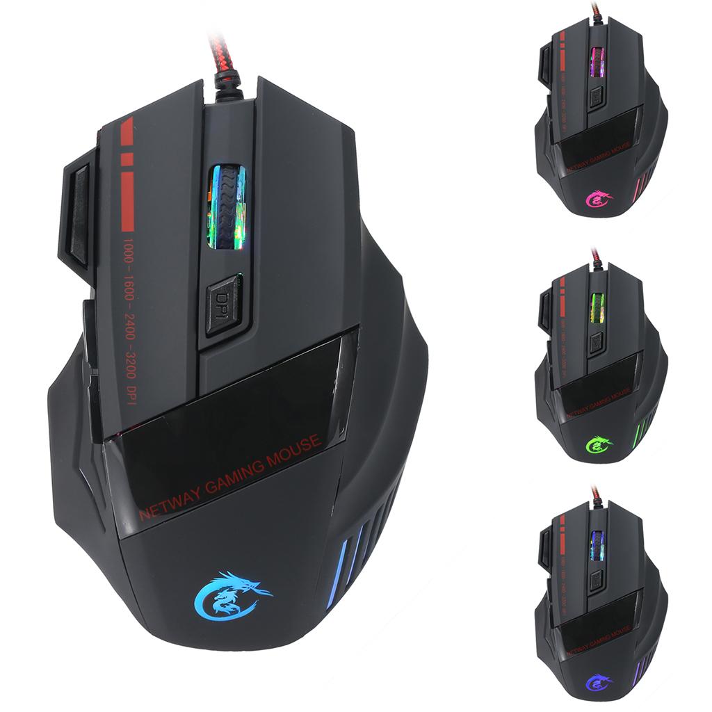 5500DPI 7 Buttons LED USB Optical Wired Gaming Mouse for Pro Gamer Computer
