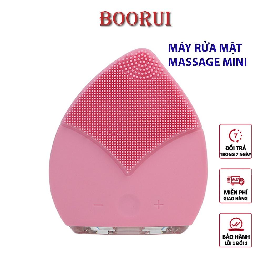 Máy rửa mặt mini massage BOORUI -1407: Silicone kháng khuẩn làm sạch sâu, tẩy da chết, làm đẹp da mặt, chông nước