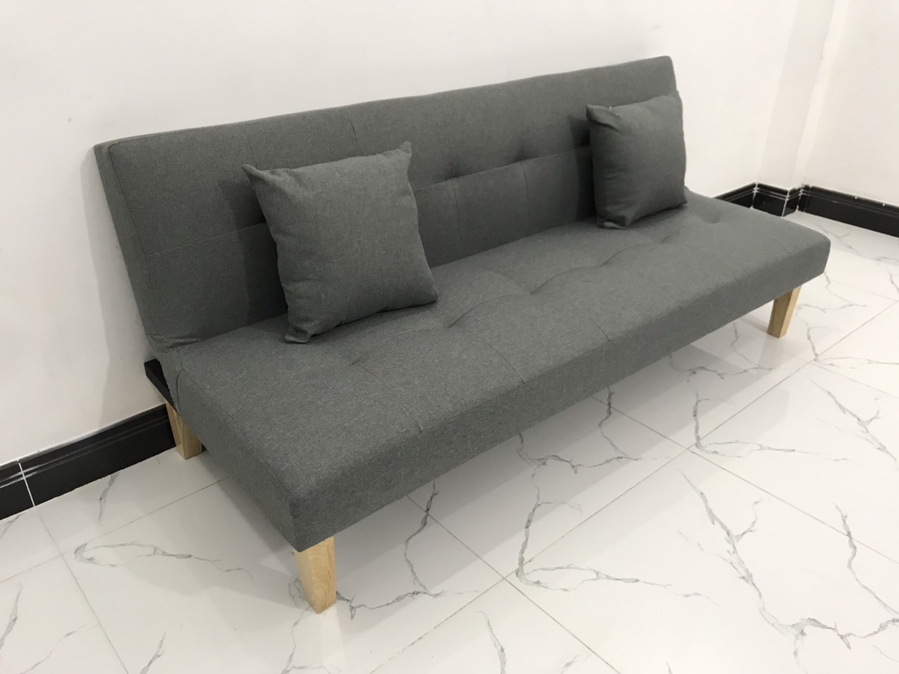 Ghế sofa giường nằm xám lông chuột nhiều kích cỡ