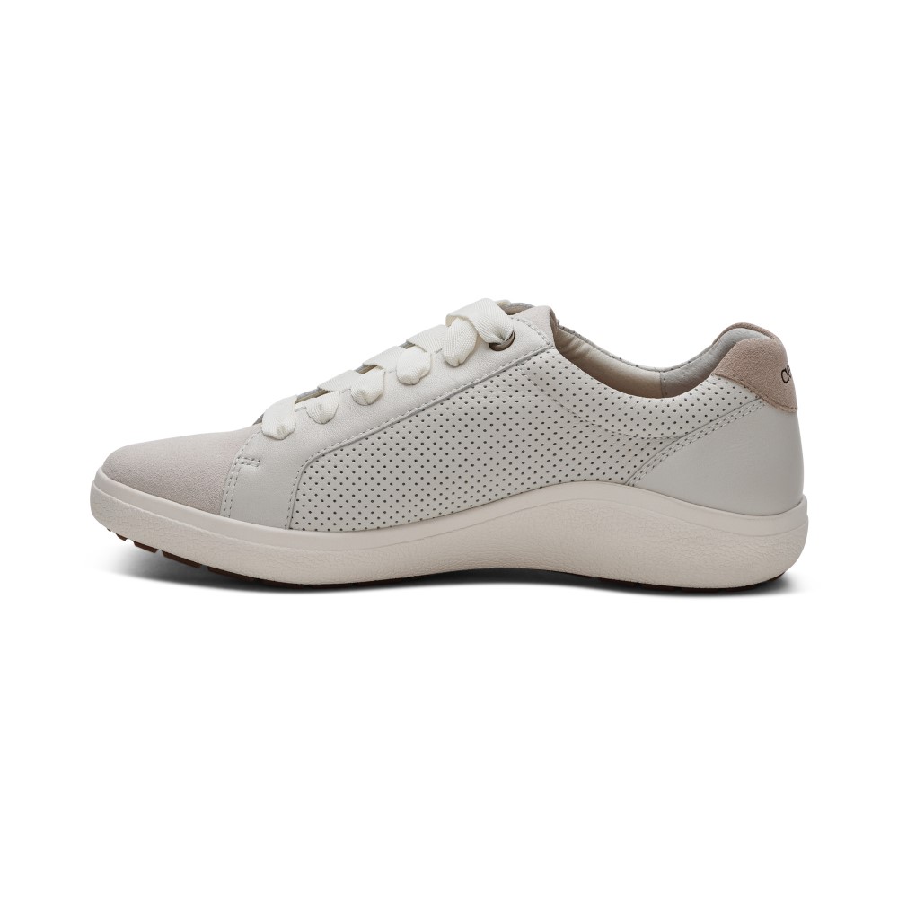 Giày thể thao sức khoẻ nữ Aetrex Courtney Chalk - Sneaker da đế đệm