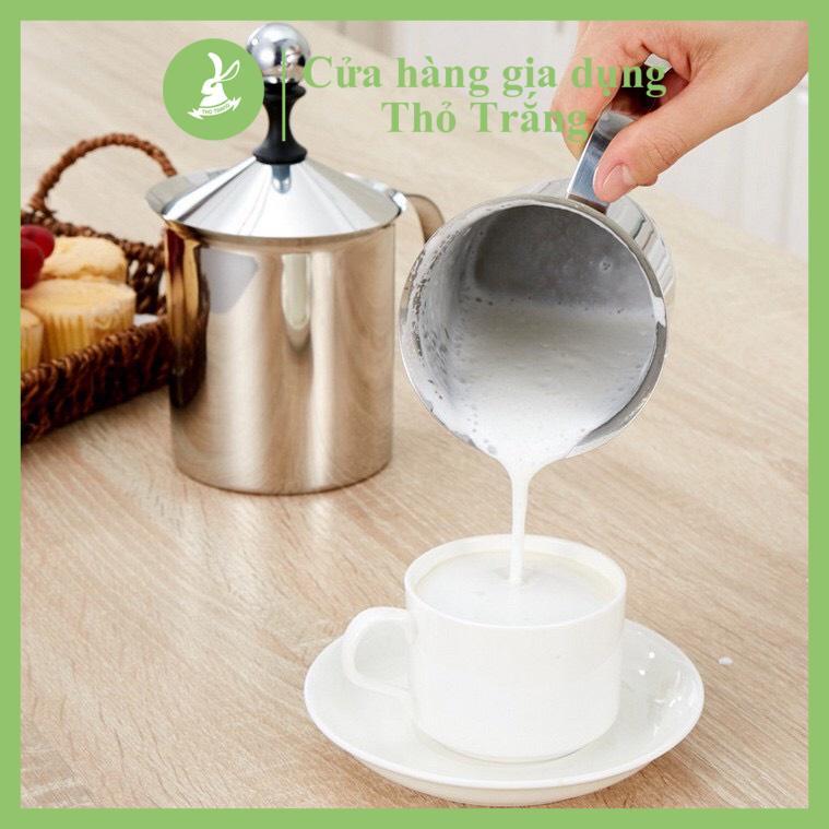 Ca đánh sữa lạnh latte, ca tạo bọt sữa cầm tay inox 2 lớp (400 - 800 ml