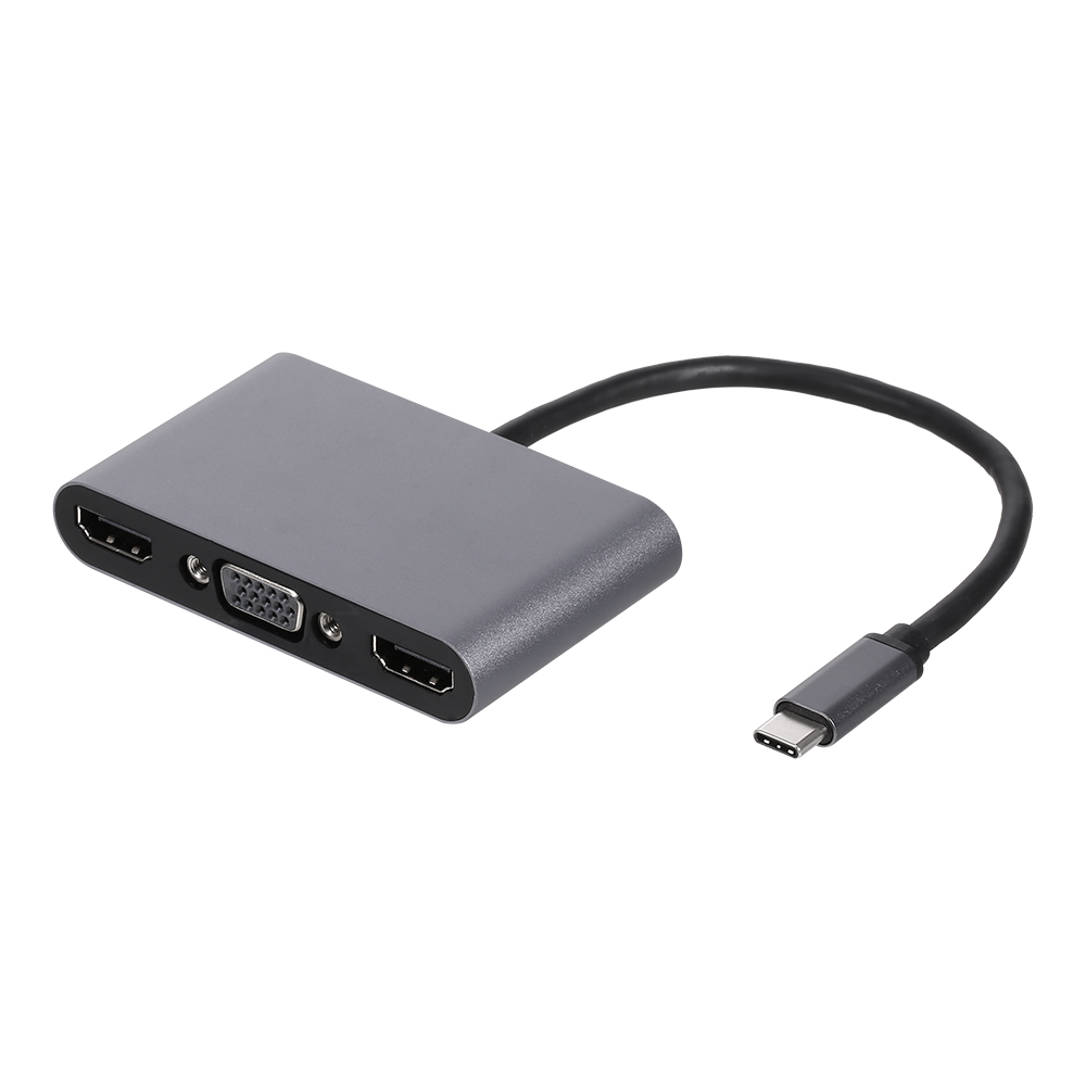 Bộ chuyển đổi đa năng 5 trong 1 USB-C HUB HDTV * 2 + VGA + USB + PD Hỗ trợ đa màn hình