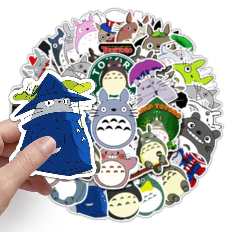 Set 50 Sticker Decal Chống Nước Dễ Thương hình One Piece, Tororo, Vô Diện, Sttch Dán Nón BH, laptop, vali, xe, sổ tay...