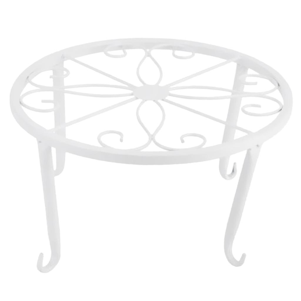 2xMetal Plant Stand Flower Pot Holder Iron Type Pot Vase Holder Shelf White