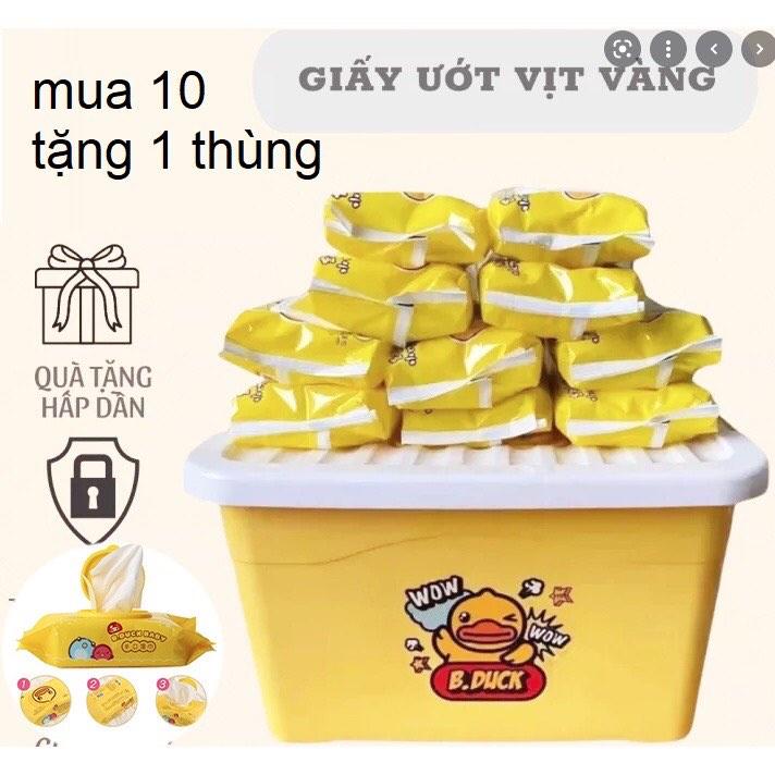 COMBO THÙNG 10 GÓI KHĂN GIẤY ƯỚT KHÁNG KHUẨN CON VỊT VÀNG MỖI BỊCH 80 TỜ HÀNG NỘI ĐỊA TRUNG CAO CẤP