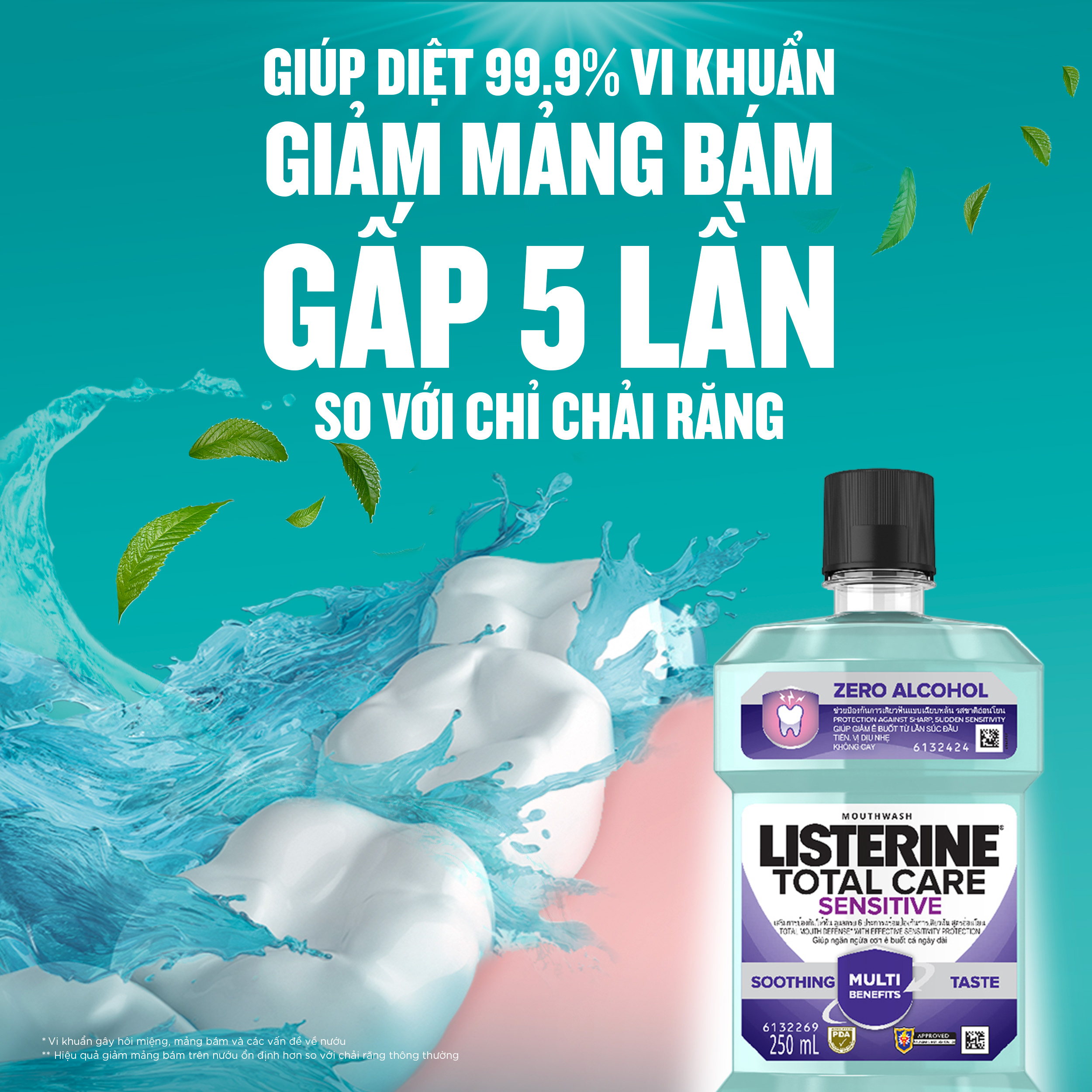 Nước súc miệng chăm sóc toàn diện Listerine Total Care Mouthwash 250ml