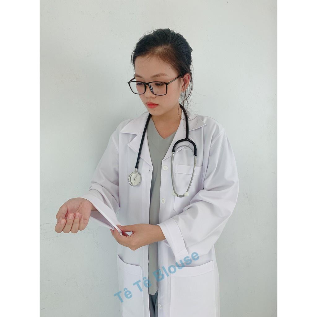 Áo Blouse Dài Ngang Gối, Dài Tay Nam Nữ, Áo Choàng Bác Sĩ, Phòng Thí Nghiệm, Thẩm Mỹ Viện, Vải Lon Nhật Và Thô