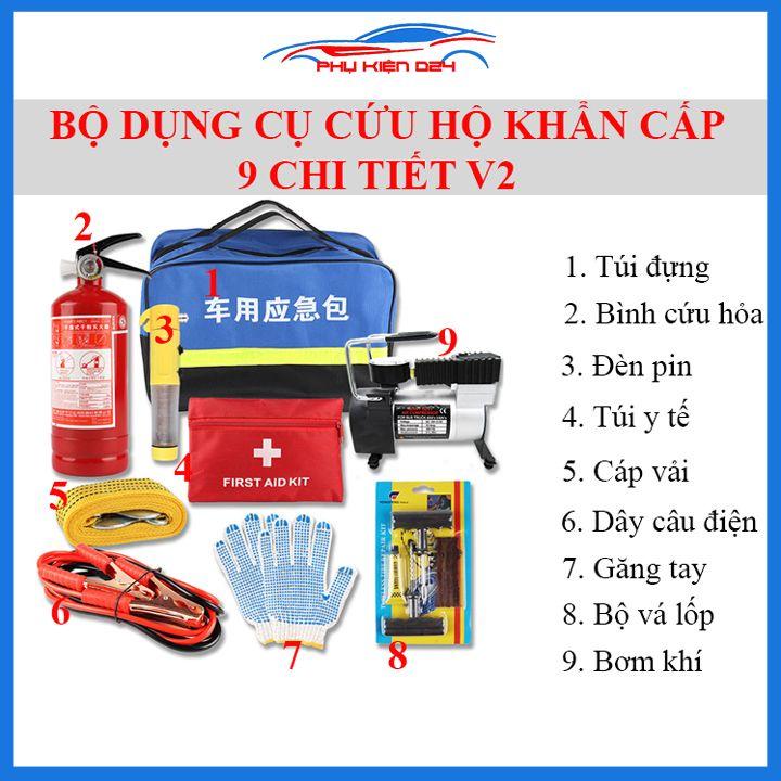 Bộ 9 món dụng cụ cứu hộ khẩn cấp ô tô khắc phục sự cố