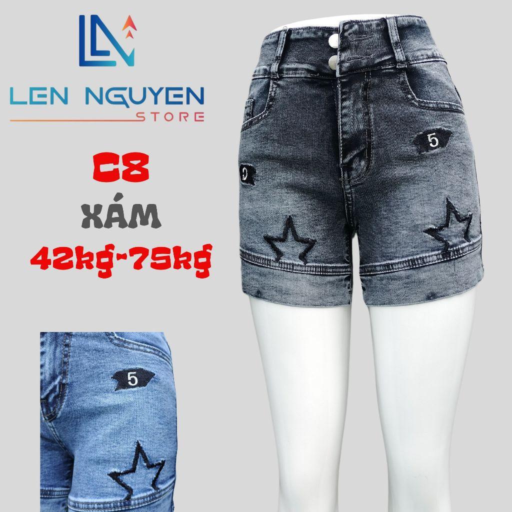 C8_Quần jean nữ, đùi, lưng cao, quần bò nữ dáng ôm, quần rin nữ có big size, cho 42kg đến 75kg,LEN NGUYEN STORE - Xanh Đậm