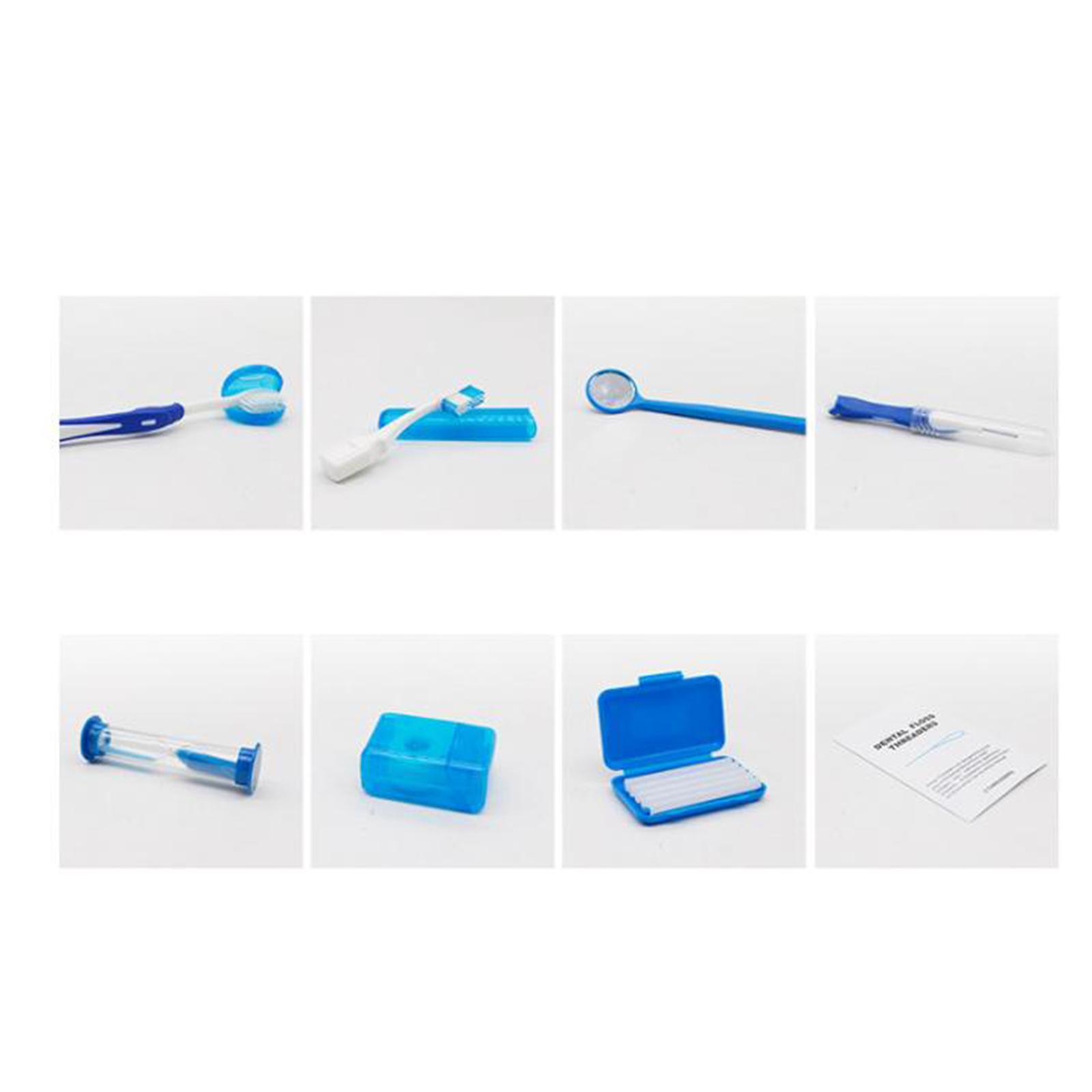 8Pcs  Care Kit Mouth Mirror Waxing Hourglass Timer  Cleaning Green