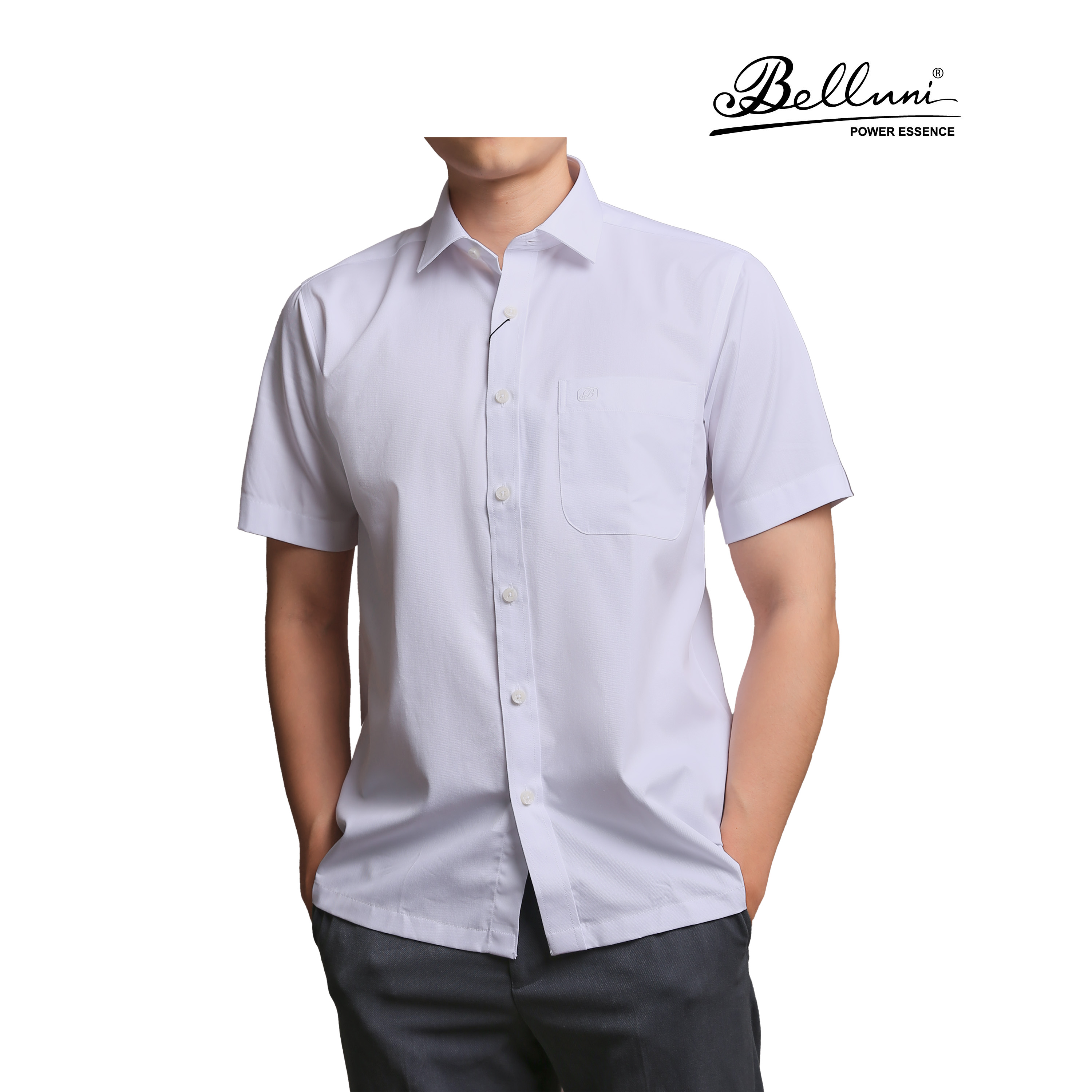 Áo sơ mi nam ngắn tay cao cấp BELLUNI chất vải tencel - ANL.PCMT.BE.6.W1