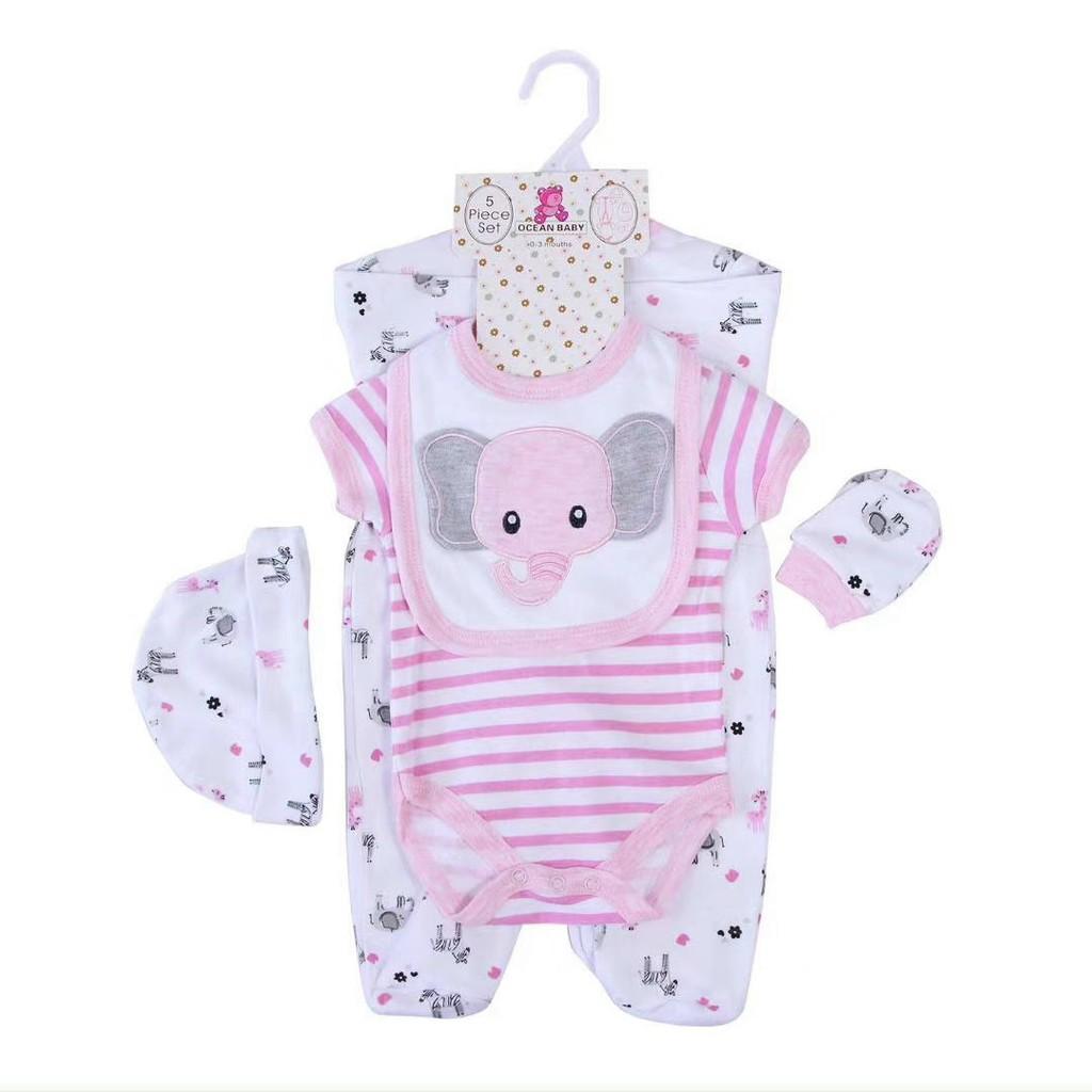 Set sơ sinh 5 chi tiết Body + mũ + yếm + bao chân tay LittleDuck cho bé