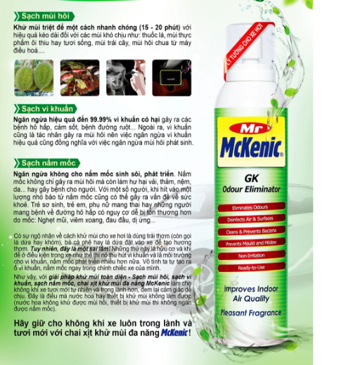 Chai xịt khử mùi đa năng Mr McKenic (Odour Eliminator) - Hàng chính hãng
